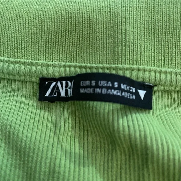 ZARA Green Ribbed Crop Top - Picture 3 of 3